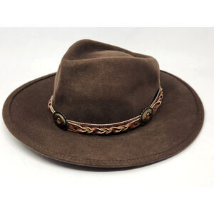 Silver Canyon Medium Sz 7 Brown Wool Fedora Hat 100% Wool Outback Style